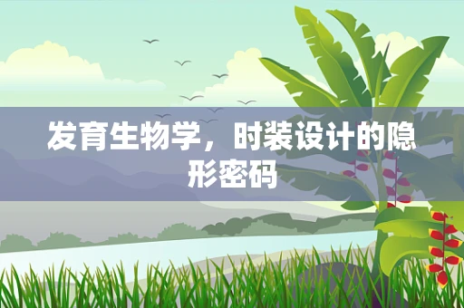 发育生物学，时装设计的隐形密码