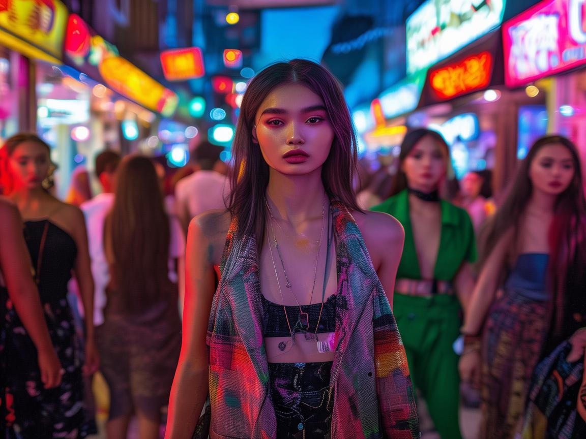 酒吧街的时尚浪潮，个性与魅力交织的时装舞台