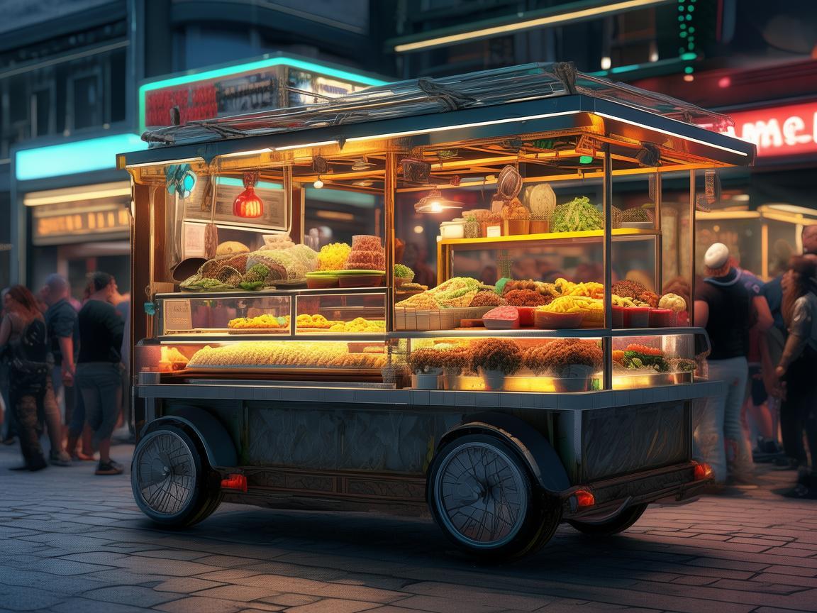 美食街小吃车，时尚味蕾的移动盛宴